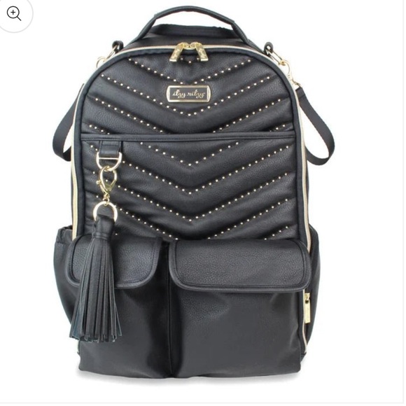Itzy Ritzy Handbags - Itzy Ritzy Black Backpack with Gold Accents